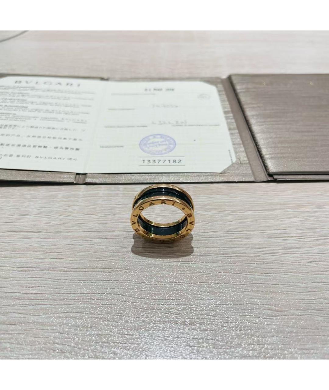 BVLGARI Черное кольцо из розового золота, фото 2