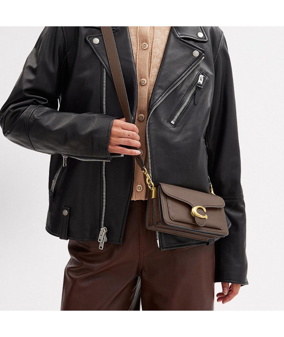 COACH Бежевая кожаная сумка через плечо, фото 5