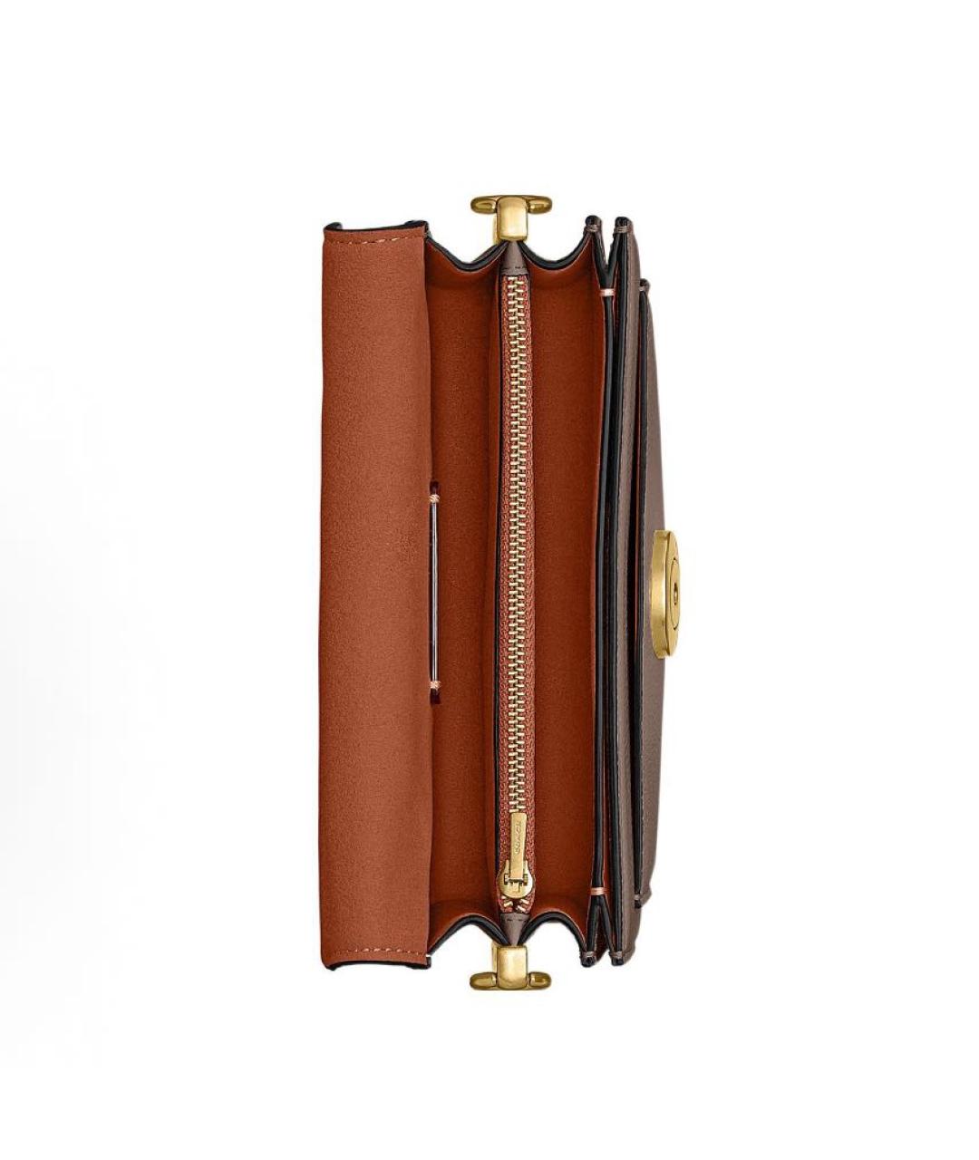 COACH Бежевая кожаная сумка через плечо, фото 3