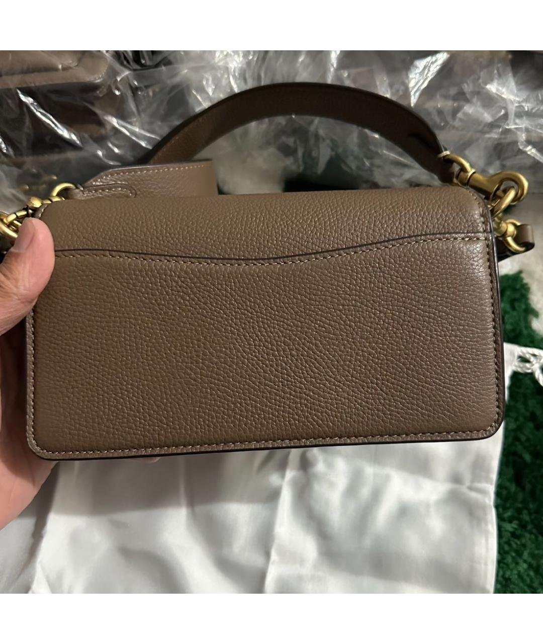 COACH Бежевая кожаная сумка через плечо, фото 7