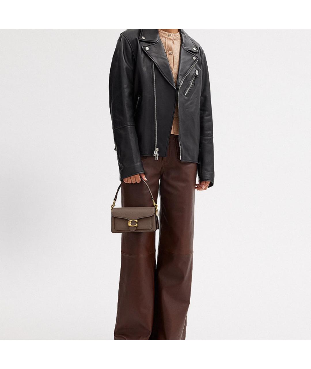 COACH Бежевая кожаная сумка через плечо, фото 4