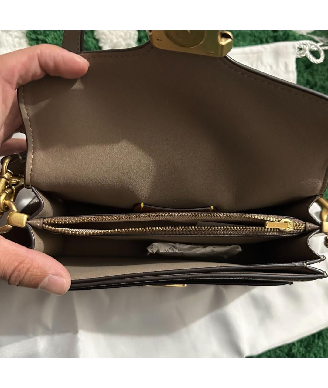 COACH Бежевая кожаная сумка через плечо, фото 8