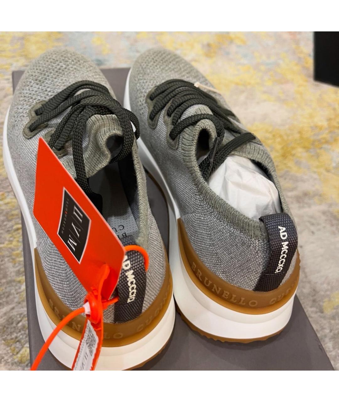 BRUNELLO CUCINELLI Зеленые текстильные низкие кроссовки / кеды, фото 4