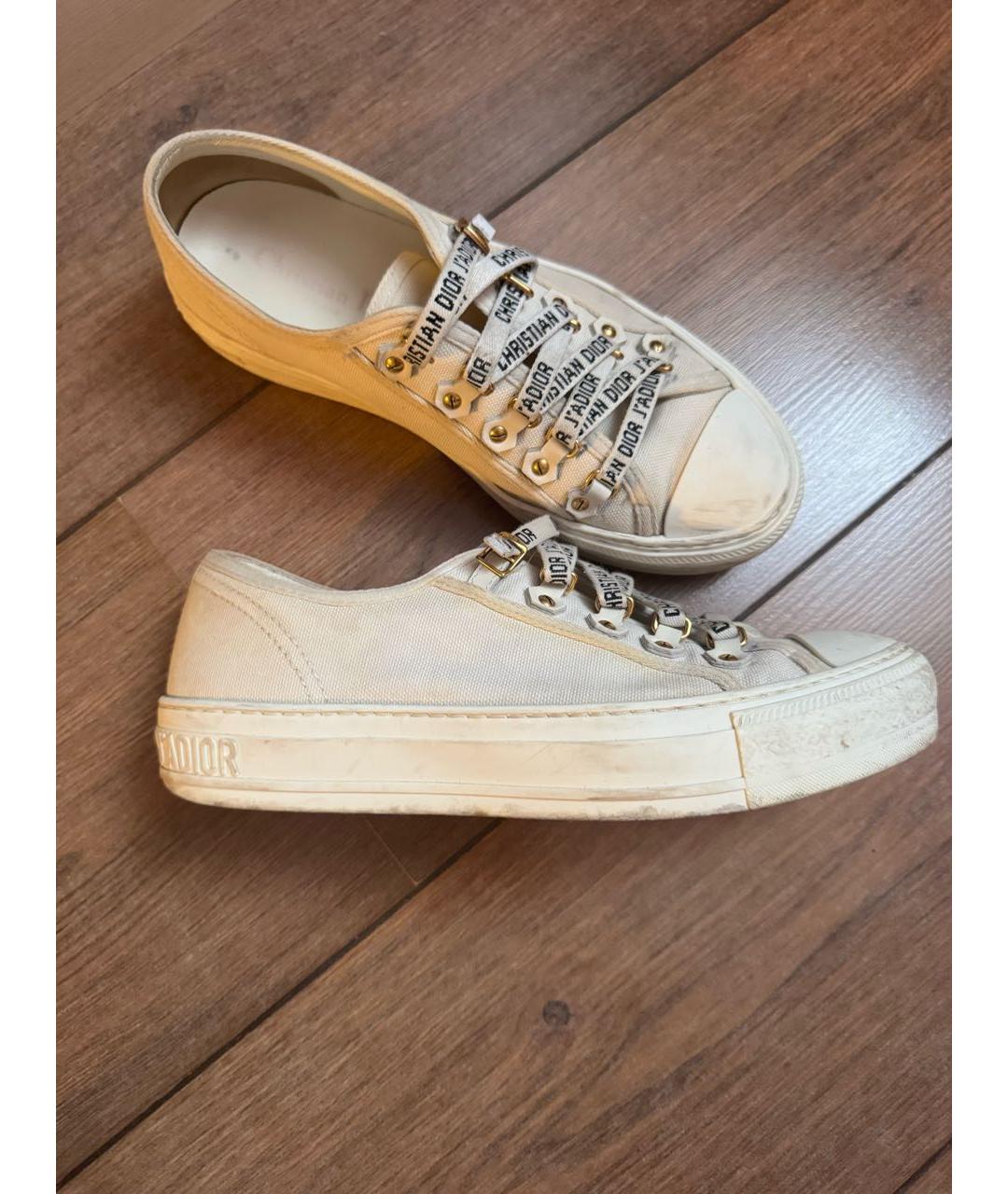 CHRISTIAN DIOR Бежевые текстильные кеды, фото 5