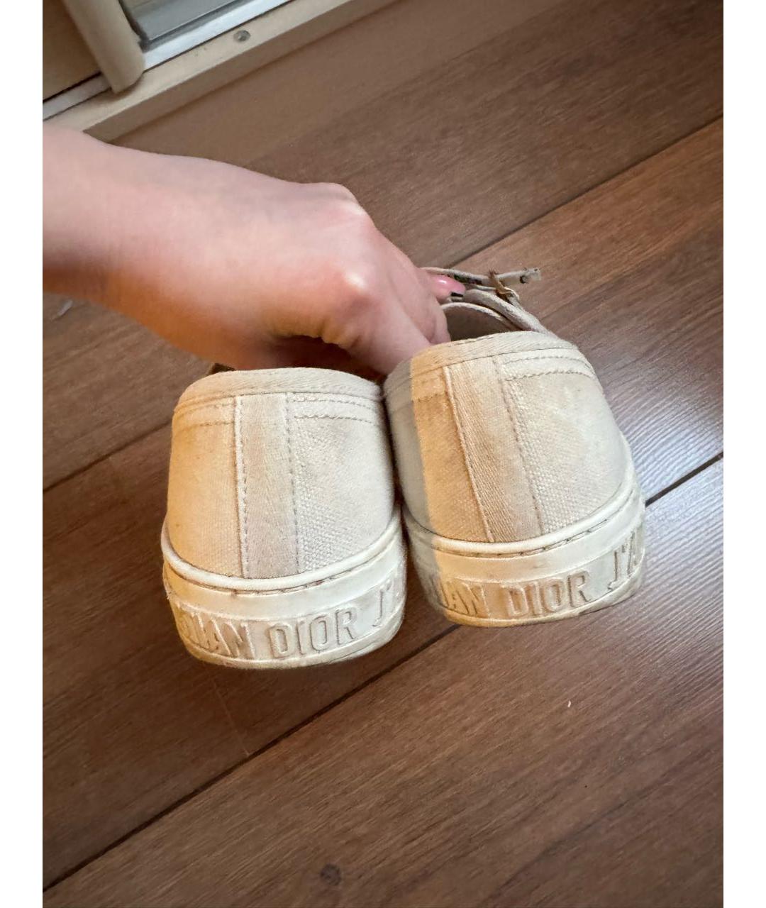 CHRISTIAN DIOR Бежевые текстильные кеды, фото 4