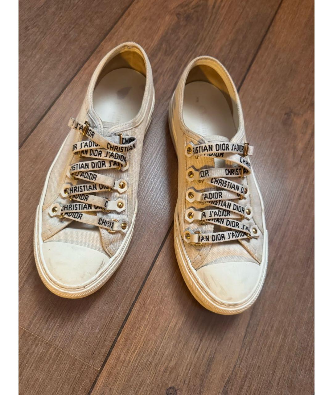 CHRISTIAN DIOR Бежевые текстильные кеды, фото 2
