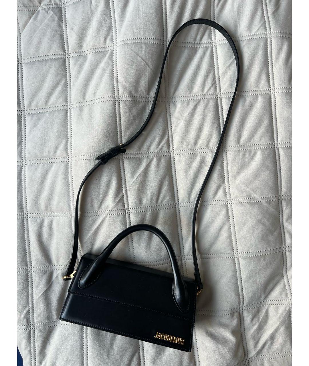 JACQUEMUS Черная кожаная сумка через плечо, фото 7