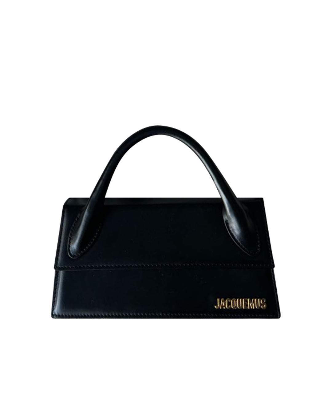 JACQUEMUS Черная кожаная сумка через плечо, фото 1