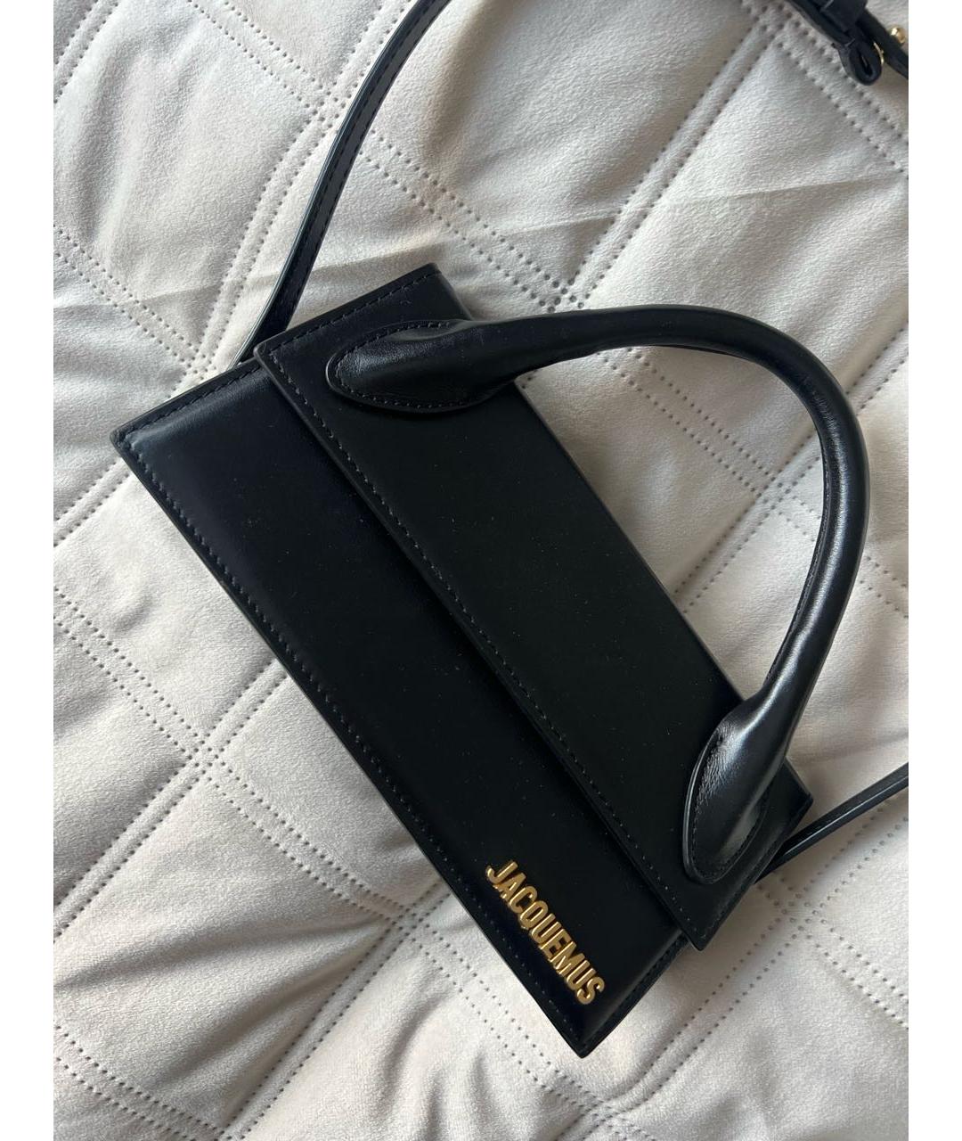 JACQUEMUS Черная кожаная сумка через плечо, фото 2