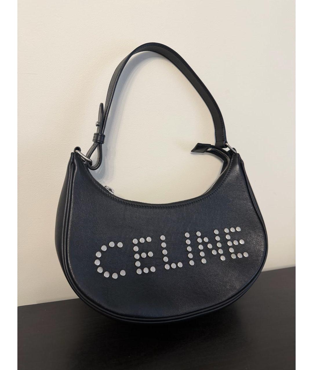 CELINE Черная кожаная сумка через плечо, фото 4