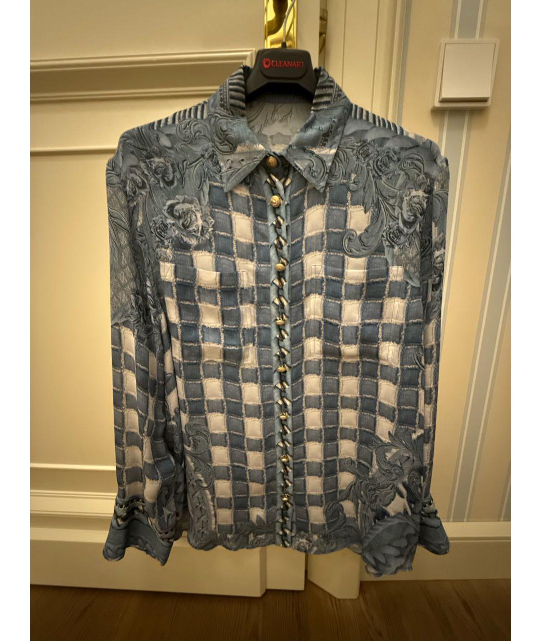 BALMAIN Голубая шелковая блузы, фото 7