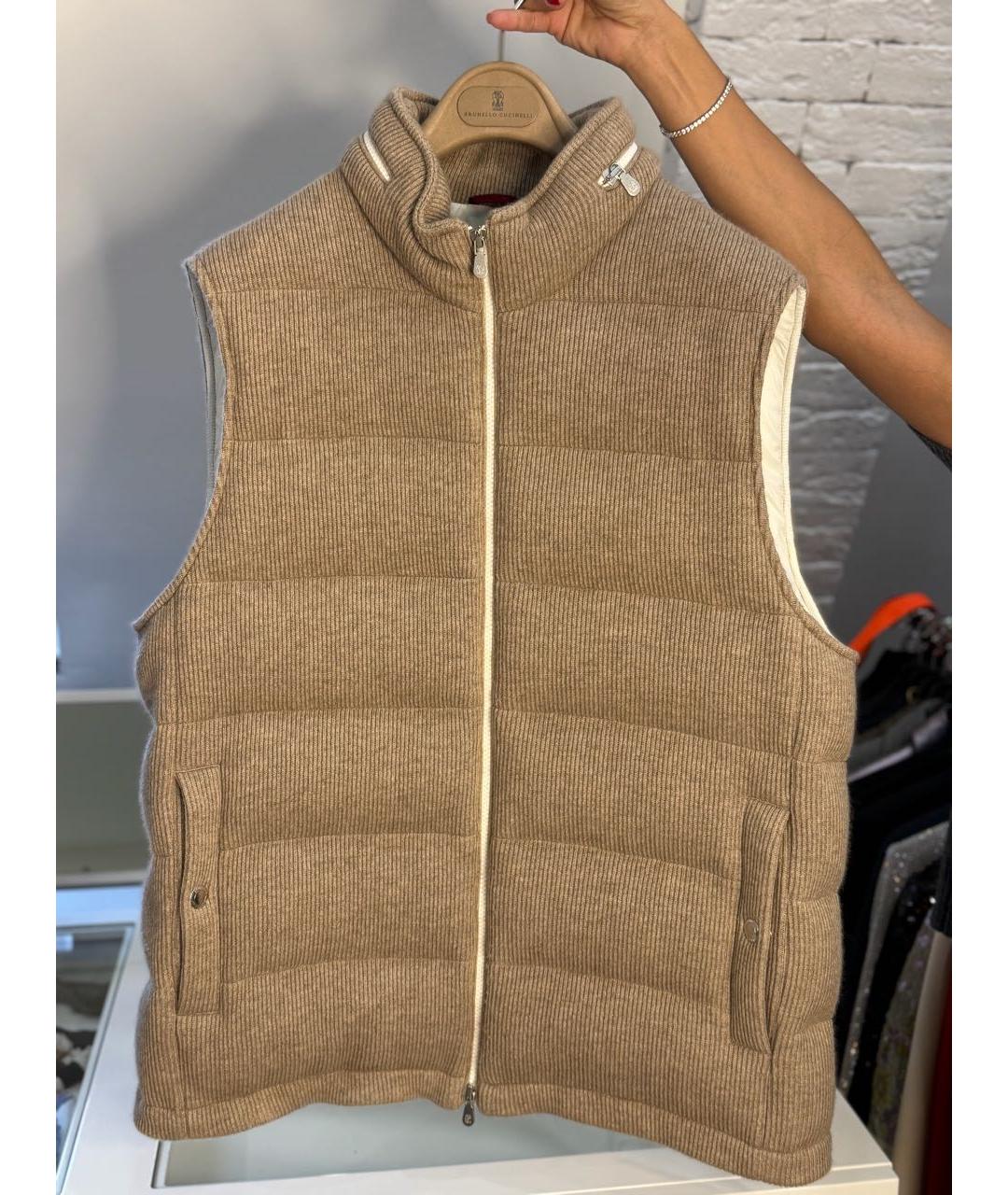 BRUNELLO CUCINELLI Бежевый кашемировый жилет, фото 4