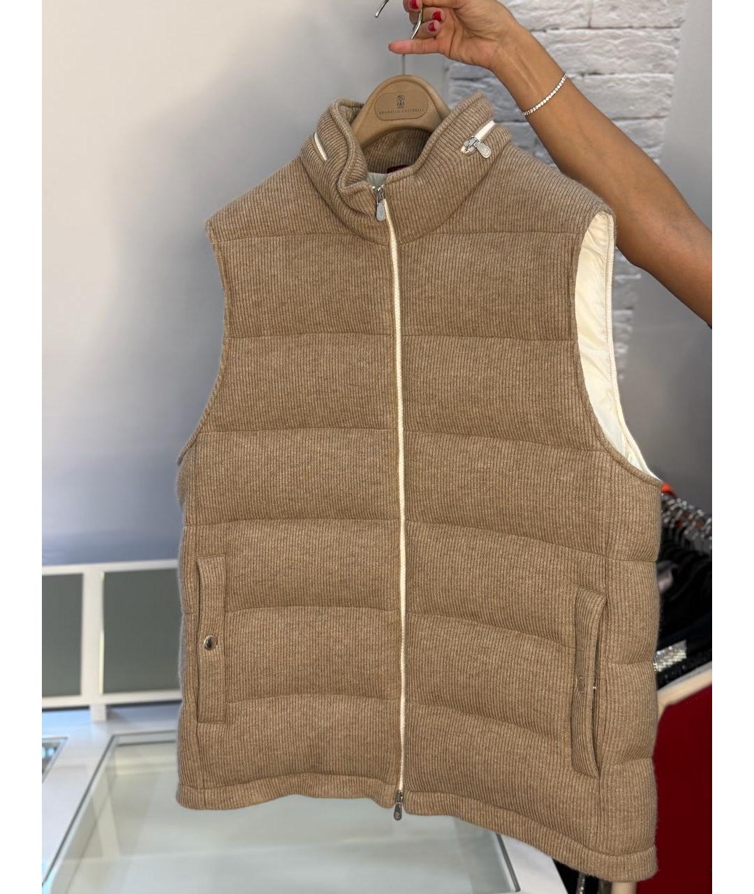 BRUNELLO CUCINELLI Бежевый кашемировый жилет, фото 3