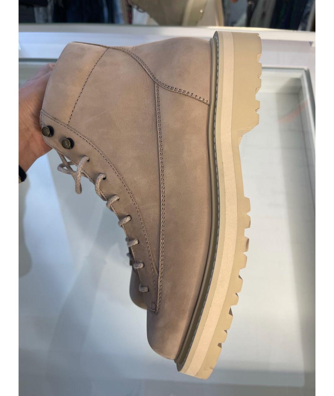 BRUNELLO CUCINELLI Бежевые кожаные высокие ботинки, фото 3