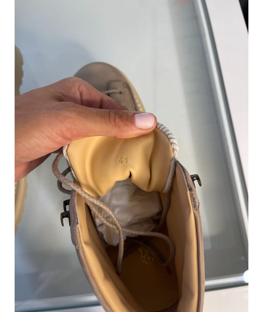 BRUNELLO CUCINELLI Бежевые кожаные высокие ботинки, фото 2