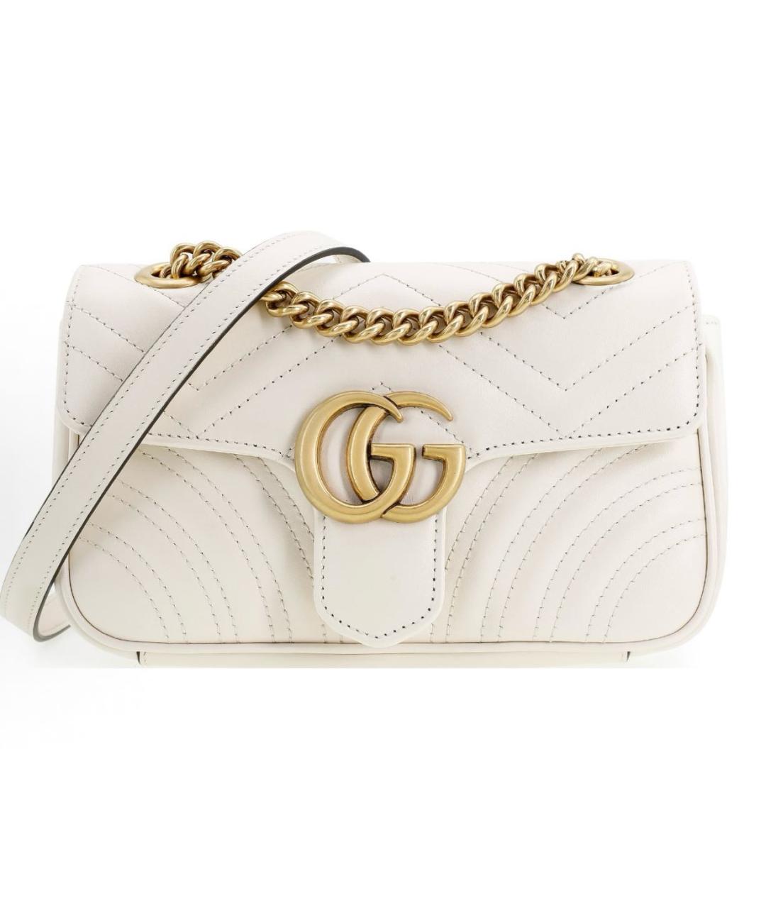 GUCCI Белая кожаная сумка через плечо, фото 7