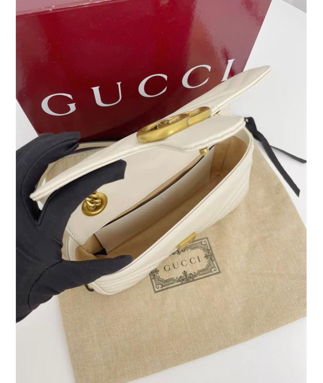 GUCCI Белая кожаная сумка через плечо, фото 6