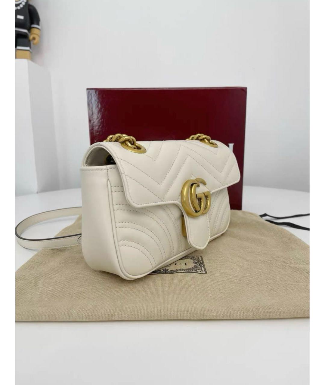 GUCCI Белая кожаная сумка через плечо, фото 3