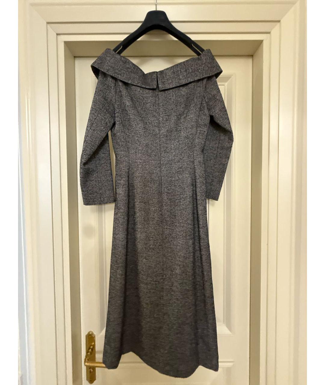 CHRISTIAN DIOR Серое шерстяное коктейльное платье, фото 2