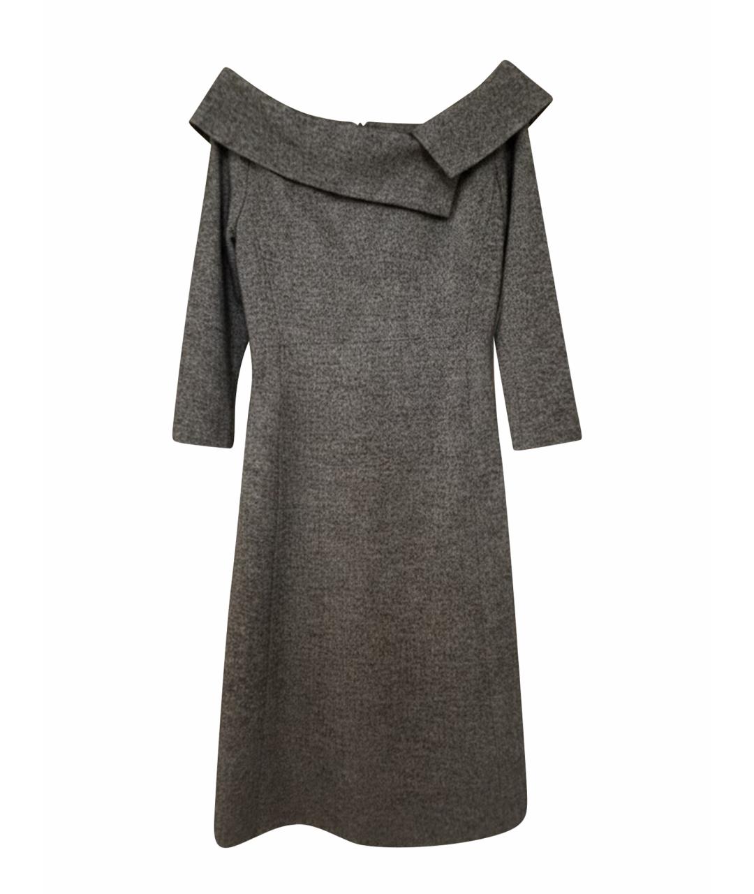 CHRISTIAN DIOR Серое шерстяное коктейльное платье, фото 1