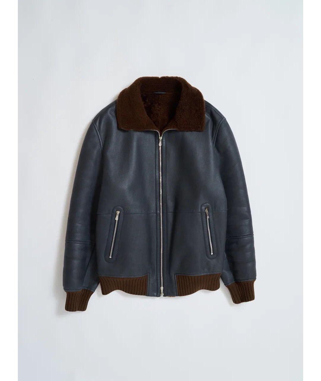 BRUNELLO CUCINELLI Синяя кожаная дубленка/шуба, фото 5