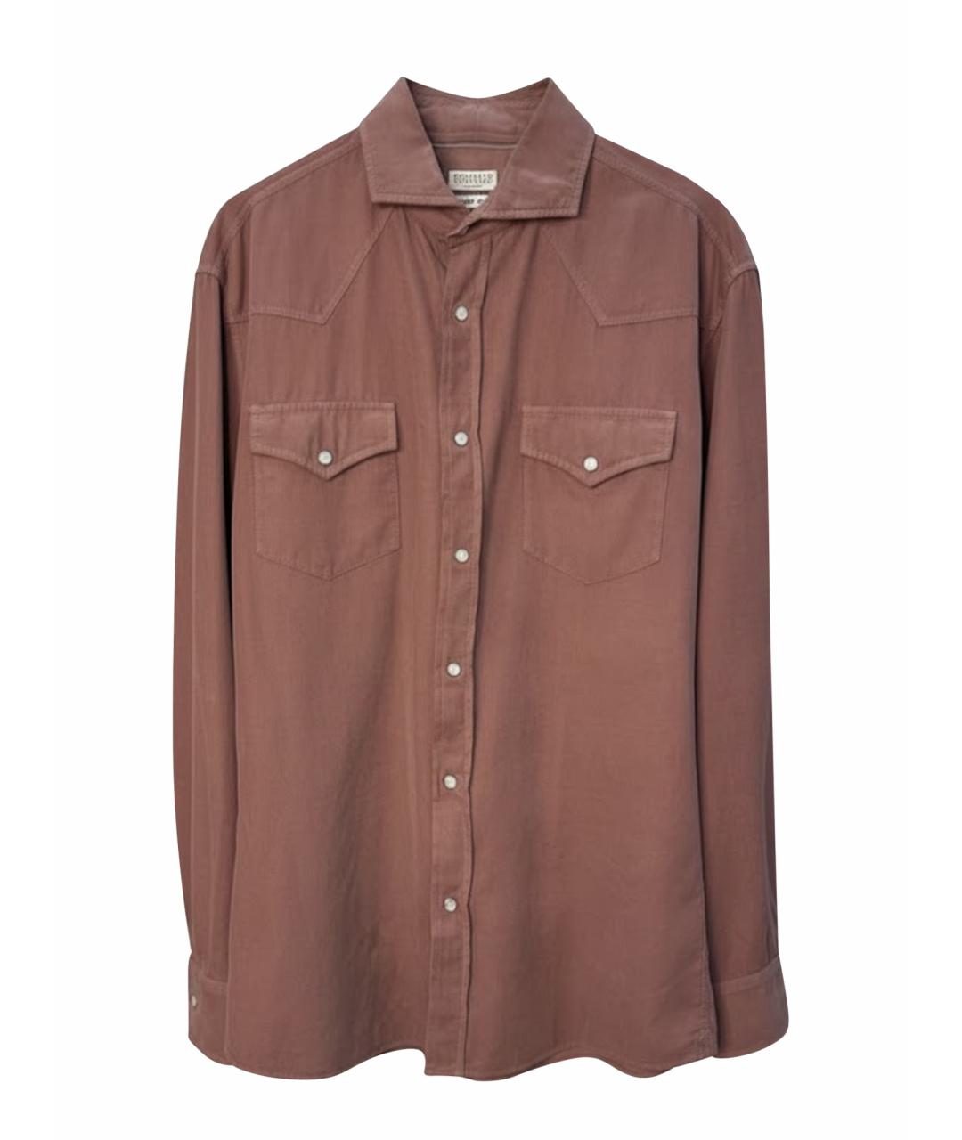 BRUNELLO CUCINELLI Розовая хлопковая кэжуал рубашка, фото 6