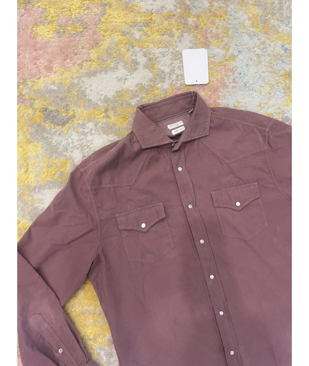 BRUNELLO CUCINELLI Розовая хлопковая кэжуал рубашка, фото 3