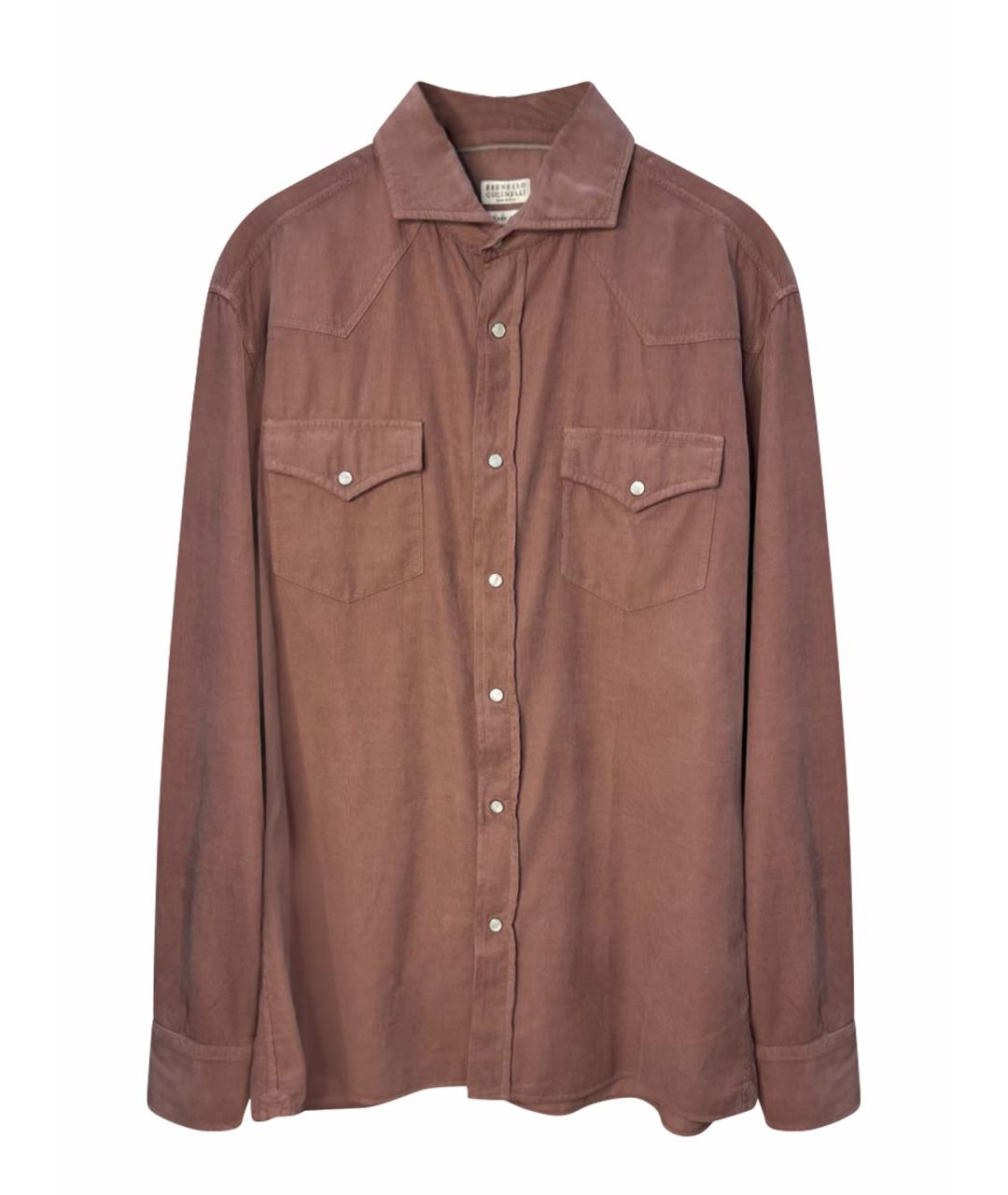 BRUNELLO CUCINELLI Розовая хлопковая кэжуал рубашка, фото 1