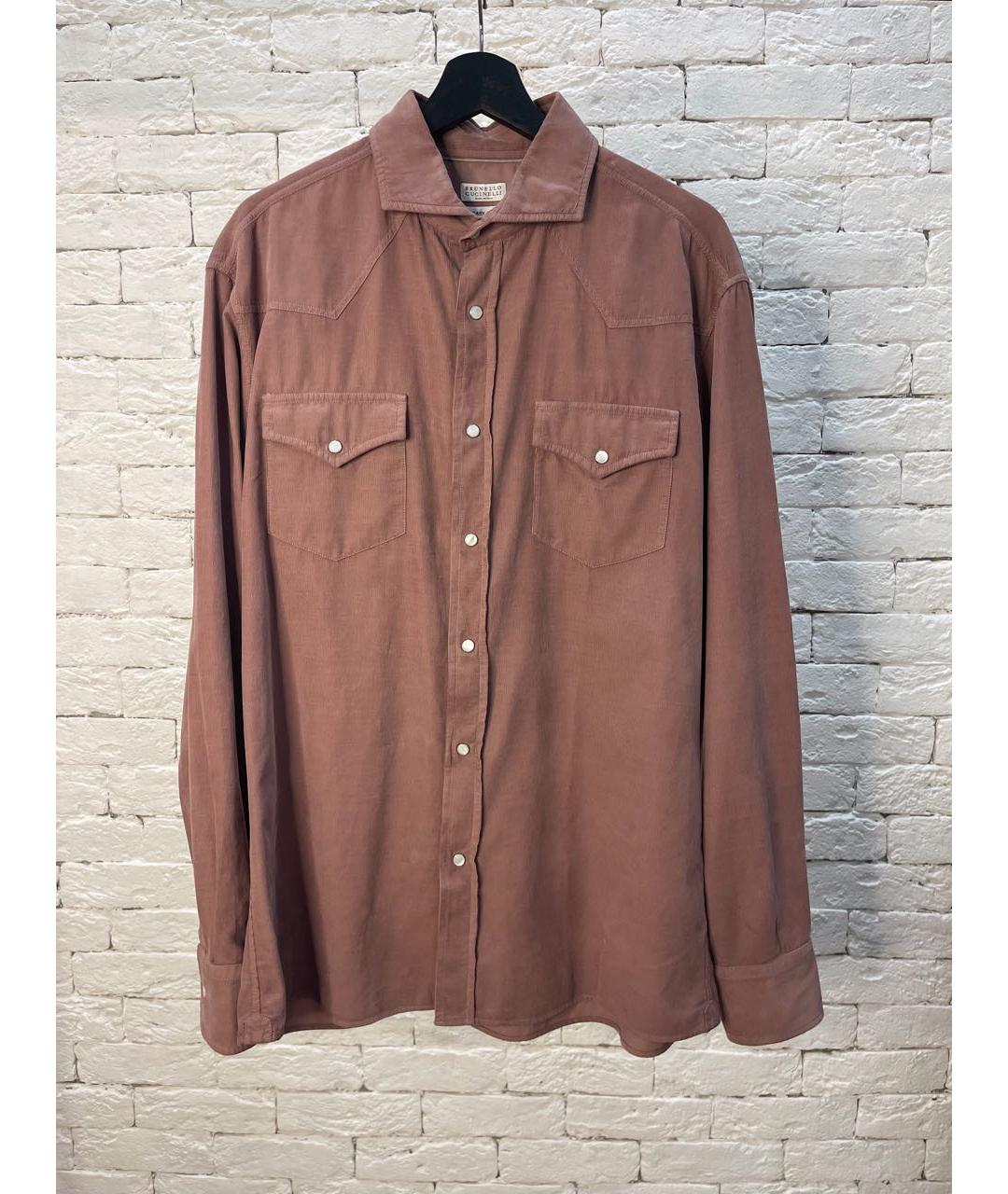 BRUNELLO CUCINELLI Розовая хлопковая кэжуал рубашка, фото 2