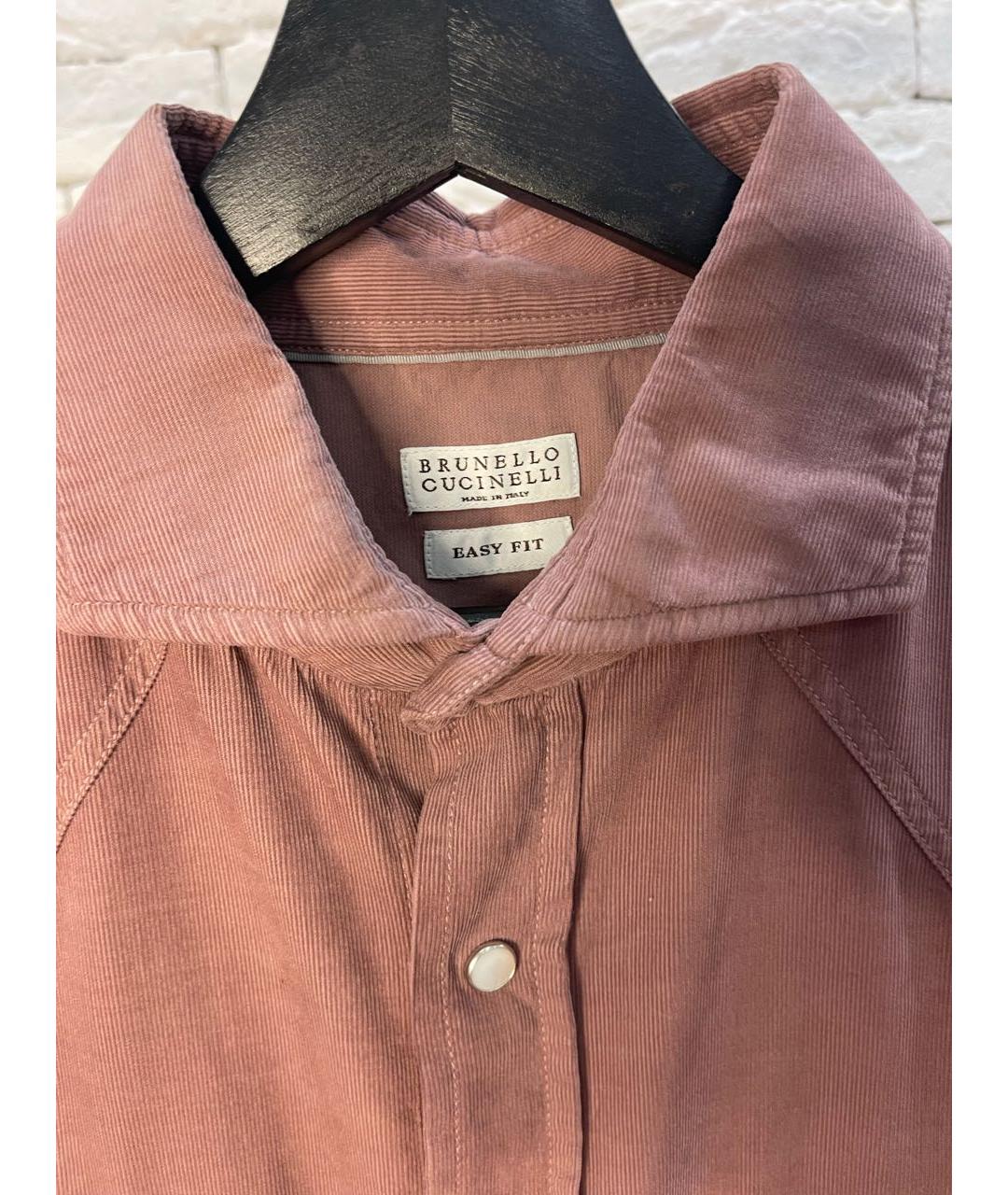 BRUNELLO CUCINELLI Розовая хлопковая кэжуал рубашка, фото 5