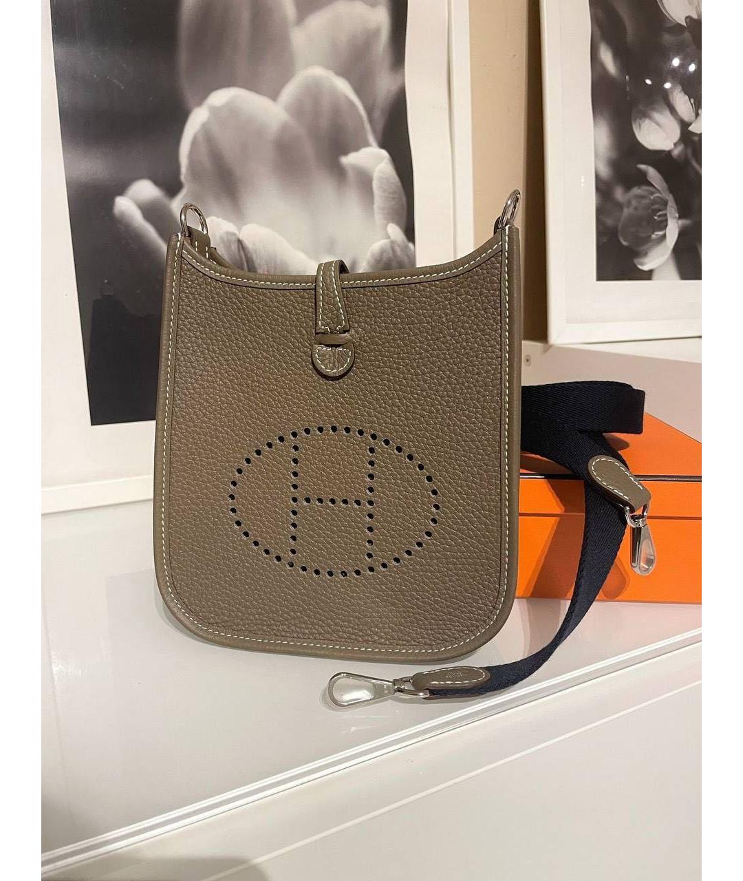 HERMES Бежевая кожаная сумка через плечо, фото 2