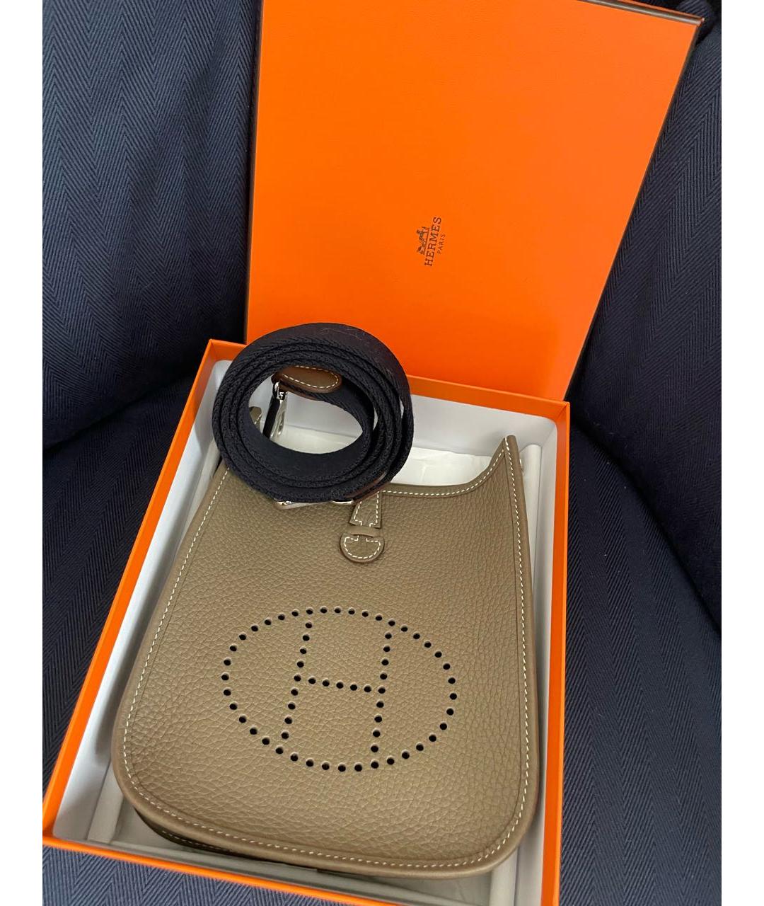HERMES Бежевая кожаная сумка через плечо, фото 4