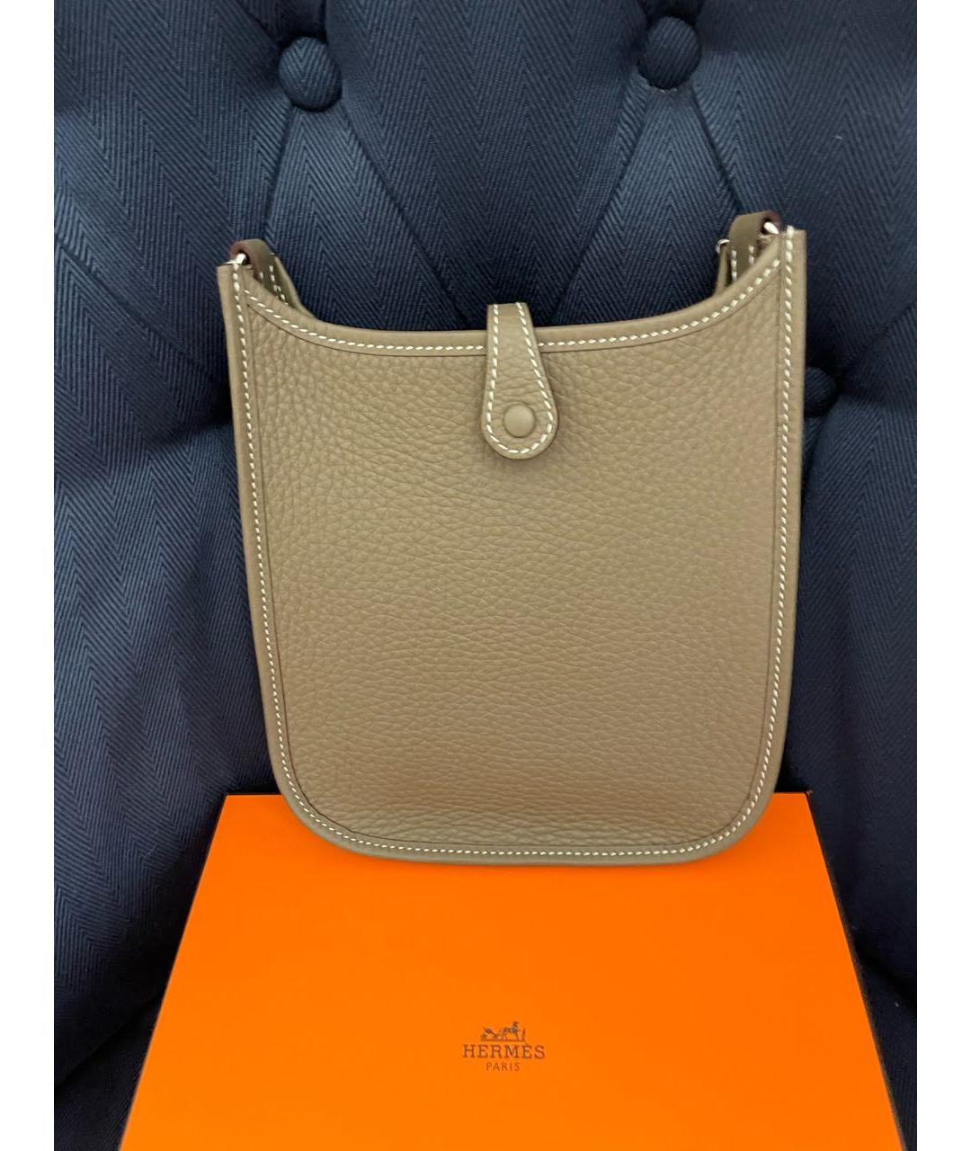 HERMES Бежевая кожаная сумка через плечо, фото 3