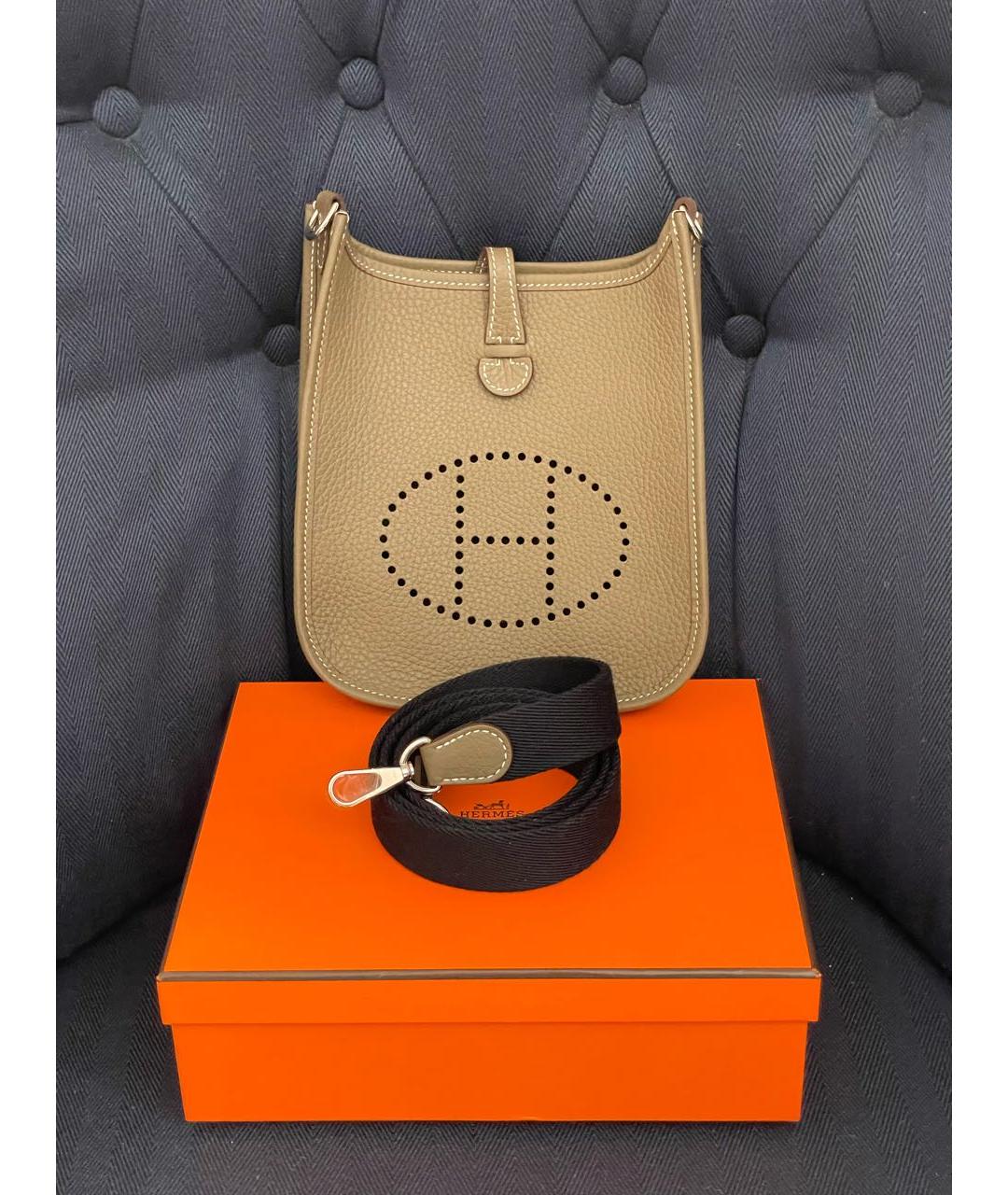 HERMES Бежевая кожаная сумка через плечо, фото 6