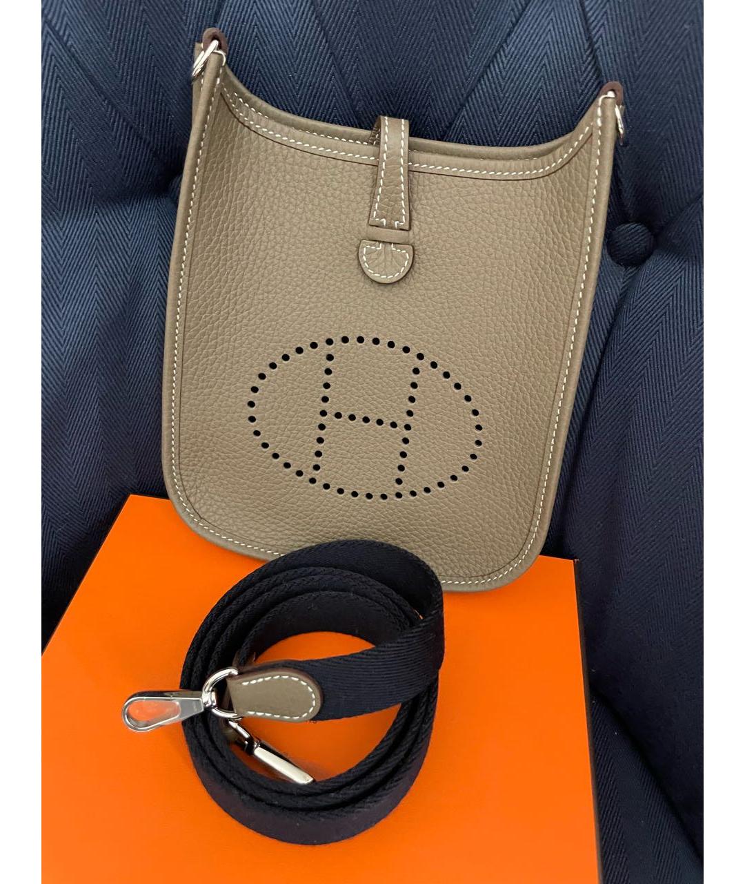 HERMES Бежевая кожаная сумка через плечо, фото 5