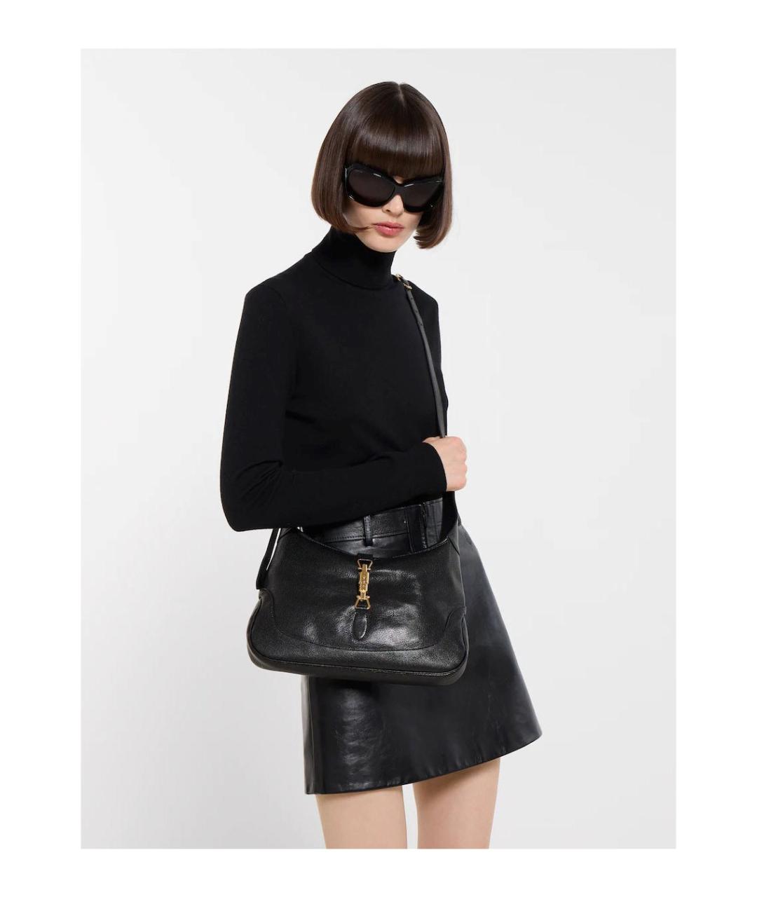 GUCCI Черная кожаная сумка через плечо, фото 7