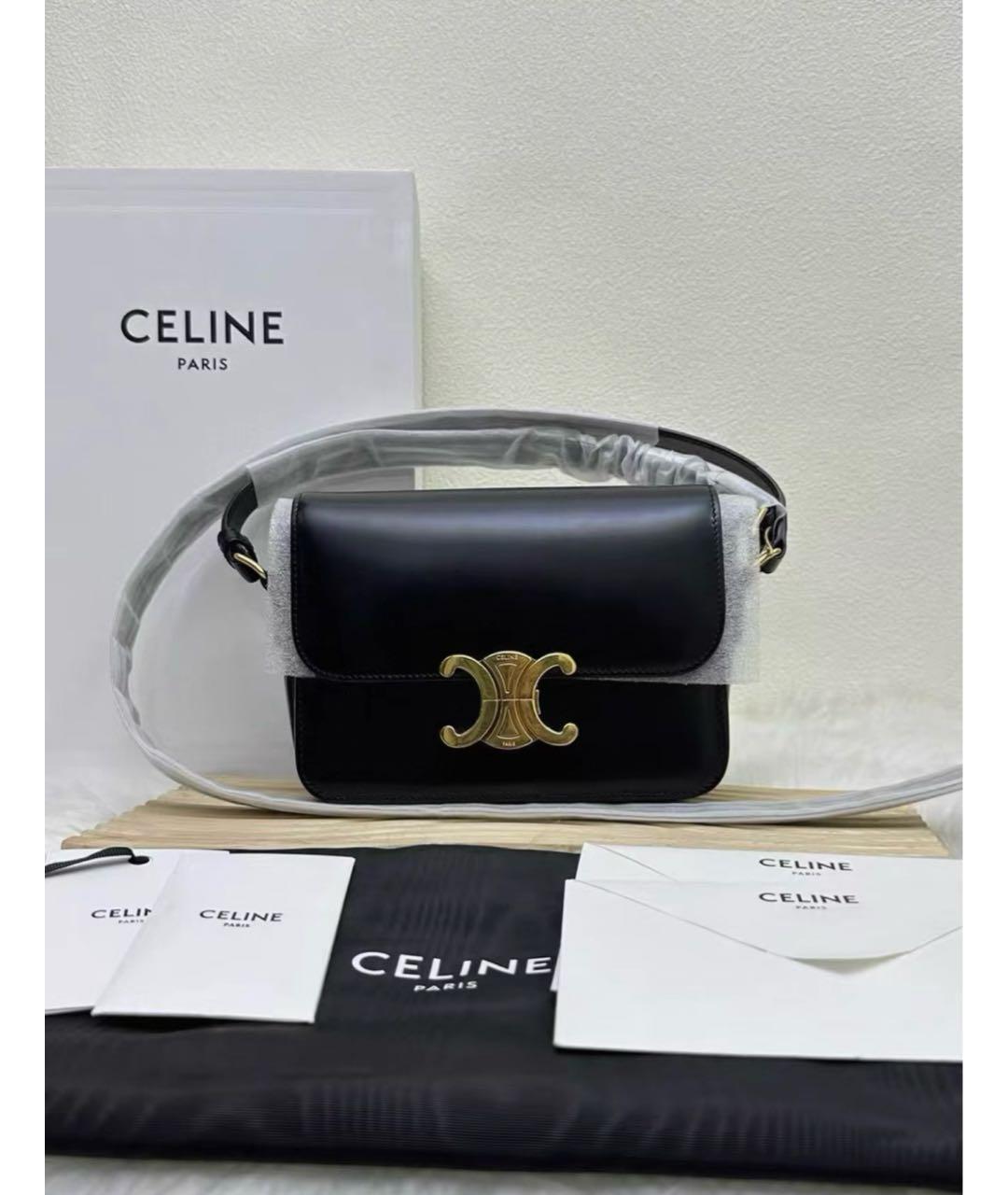 CELINE Черная кожаная сумка через плечо, фото 2