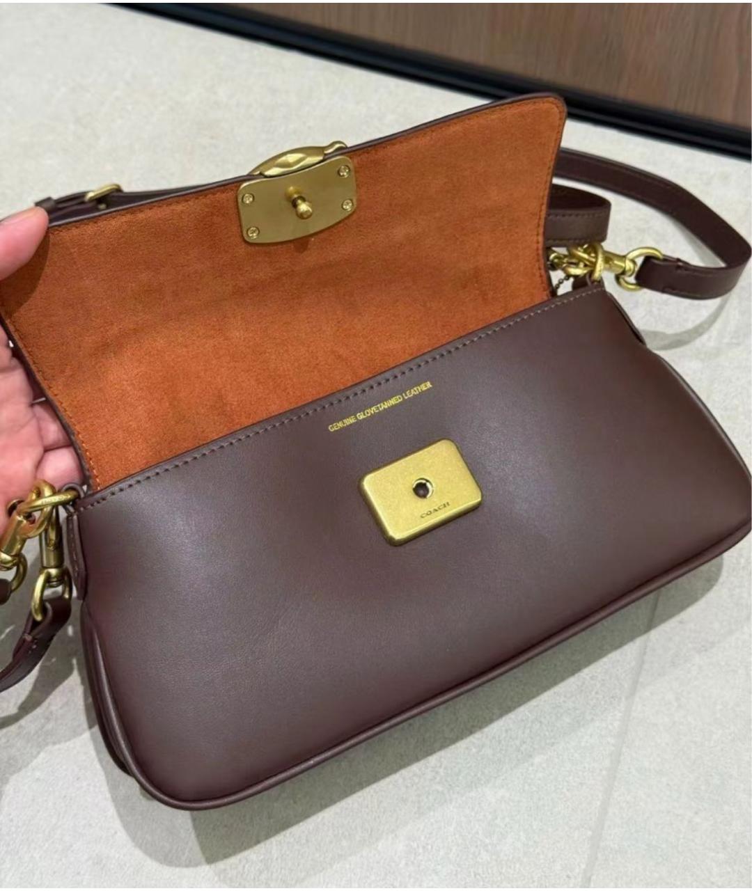 COACH Коричневая кожаная сумка через плечо, фото 7
