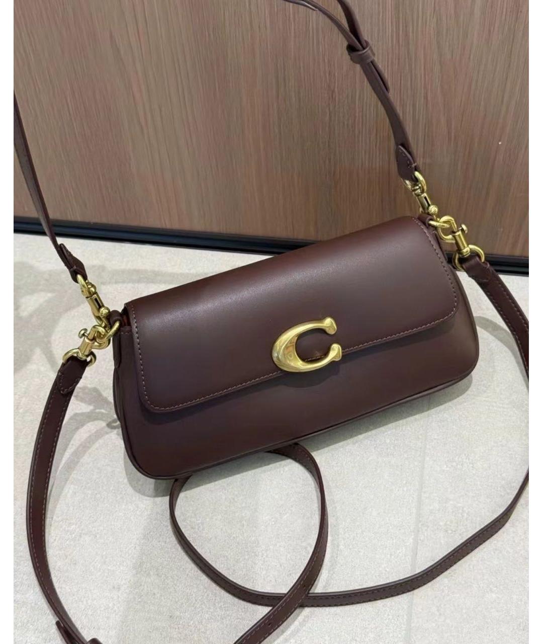 COACH Коричневая кожаная сумка через плечо, фото 6