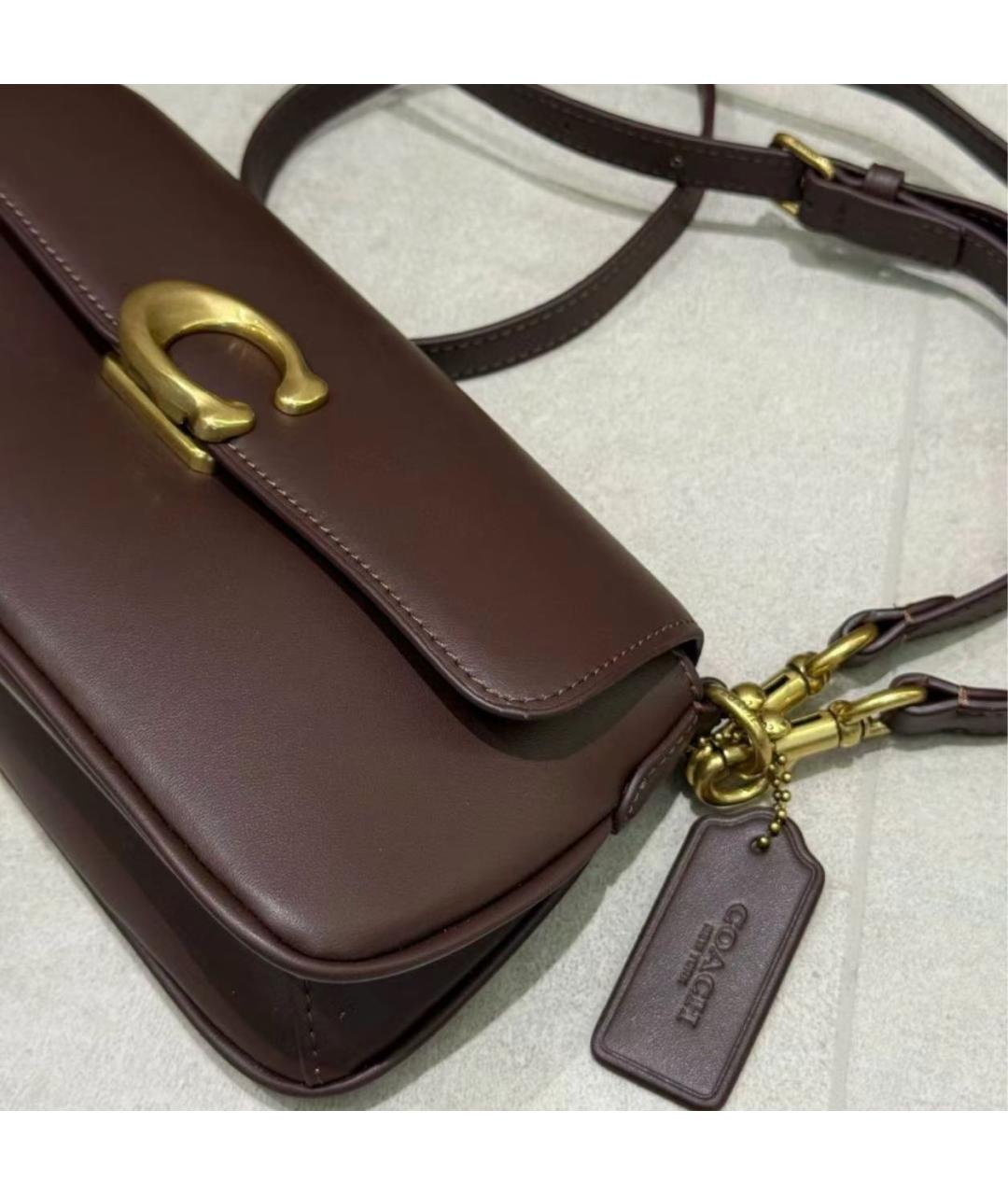 COACH Коричневая кожаная сумка через плечо, фото 8