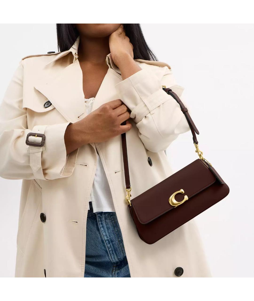 COACH Коричневая кожаная сумка через плечо, фото 5