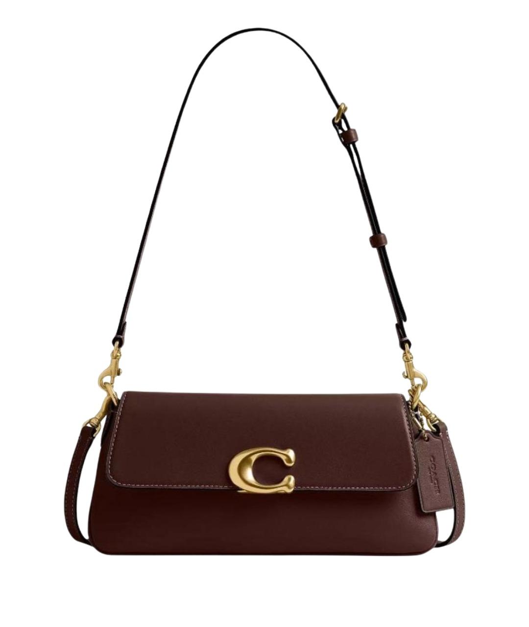 COACH Коричневая кожаная сумка через плечо, фото 1