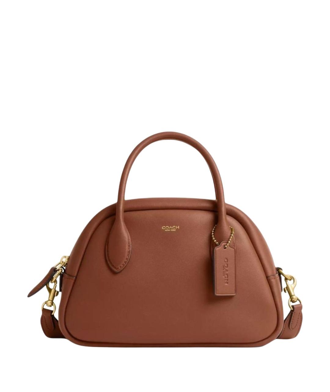 COACH Коричневая кожаная сумка с короткими ручками, фото 1
