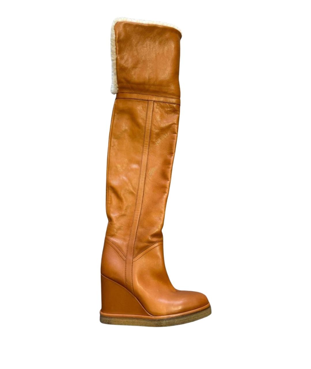 CELINE Коричневые кожаные ботфорты, фото 1