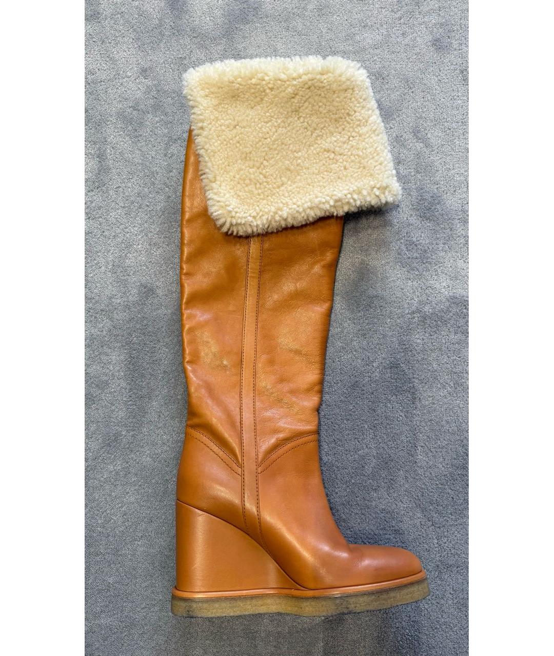 CELINE Коричневые кожаные ботфорты, фото 5