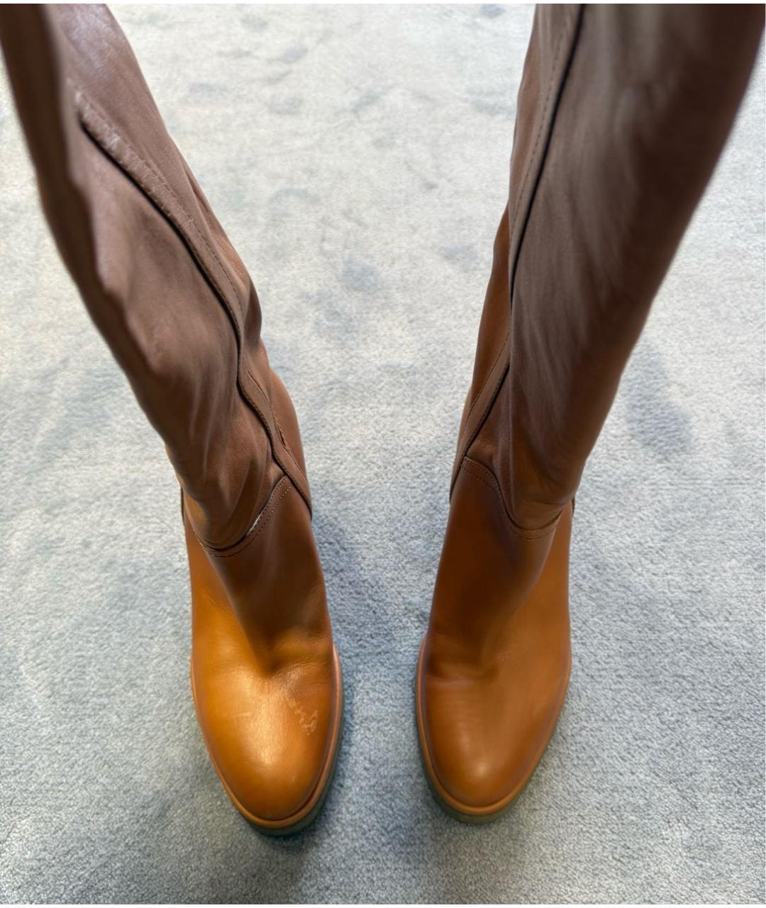 CELINE Коричневые кожаные ботфорты, фото 2