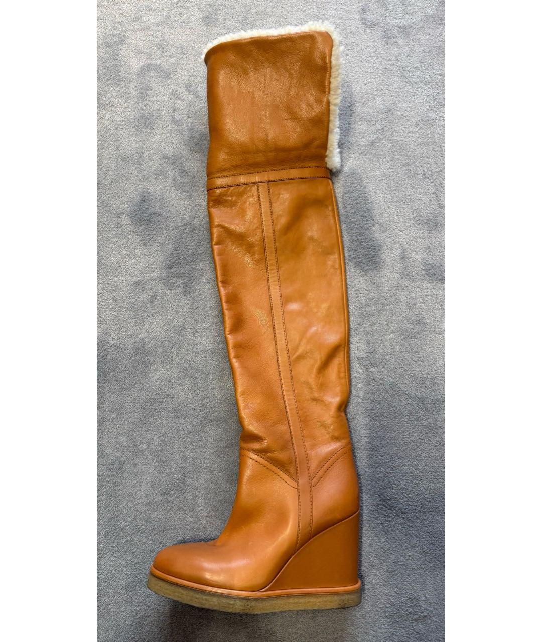 CELINE Коричневые кожаные ботфорты, фото 9