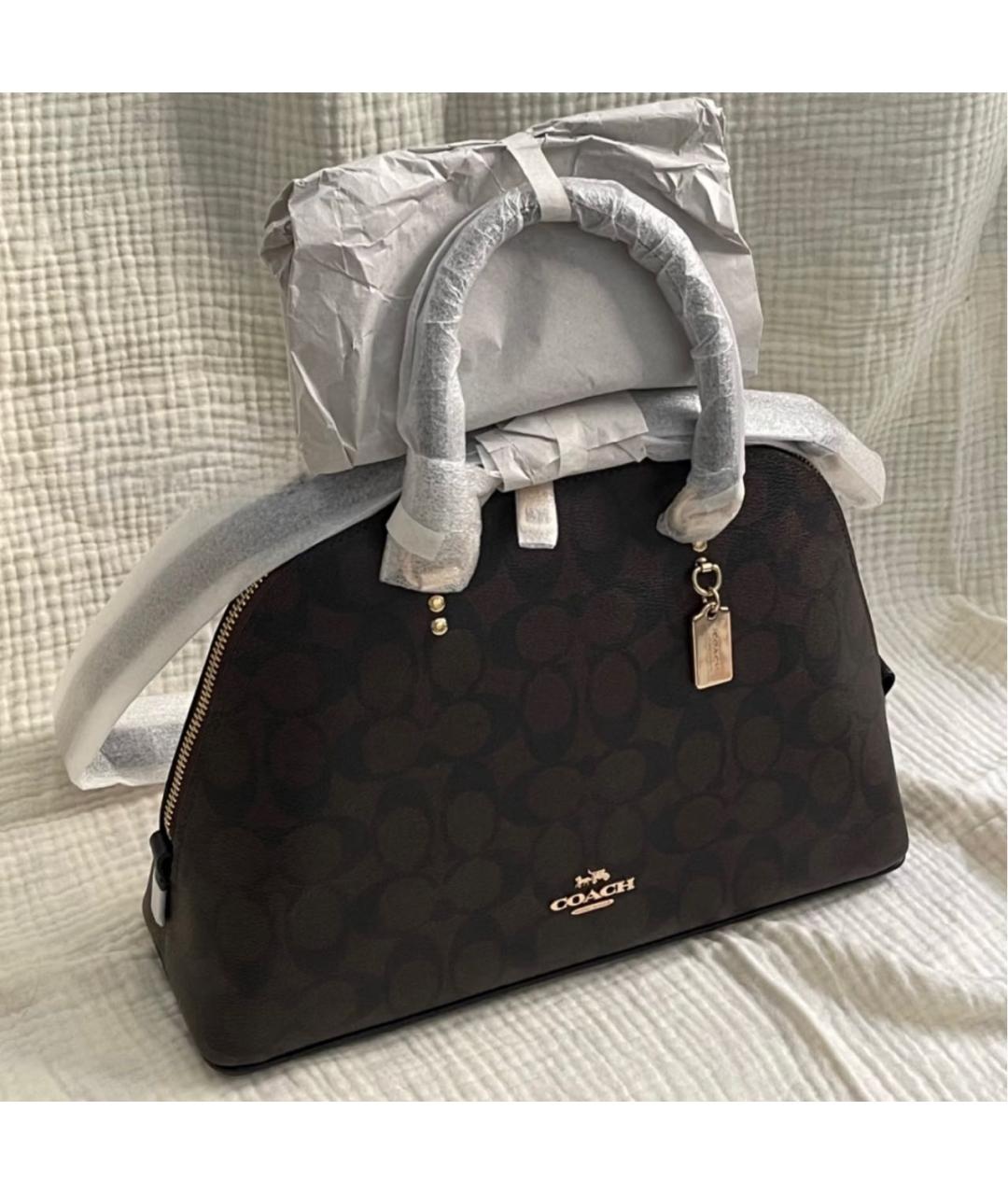 COACH Коричневая сумка с короткими ручками, фото 5
