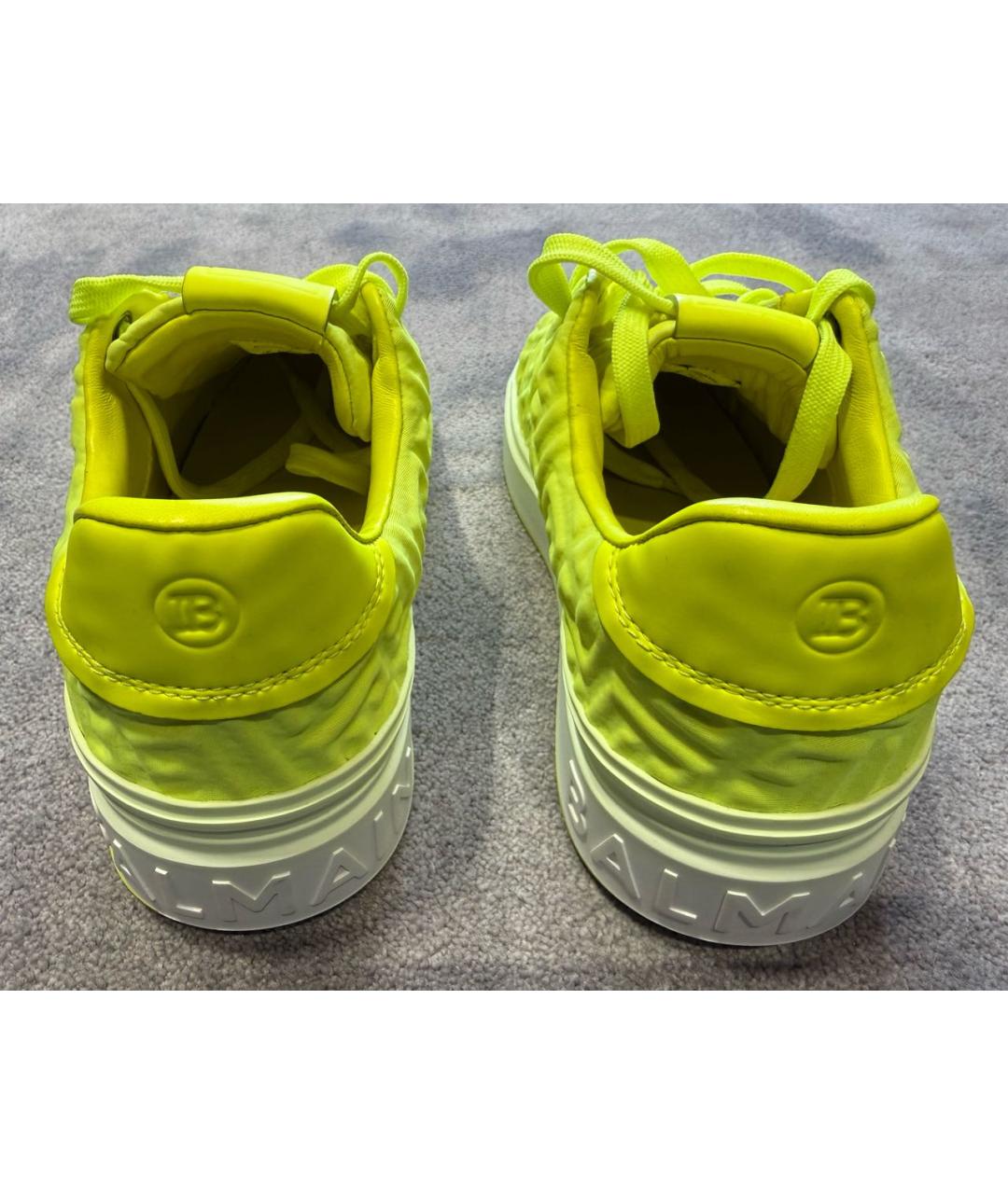 BALMAIN Салатовые кожаные низкие кроссовки / кеды, фото 4
