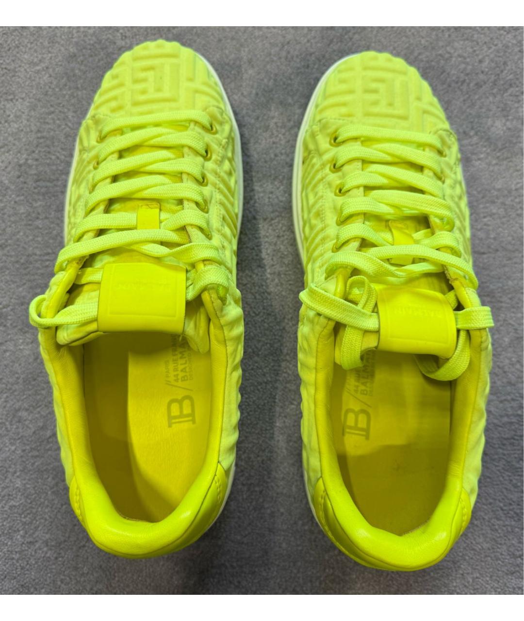 BALMAIN Салатовые кожаные низкие кроссовки / кеды, фото 3